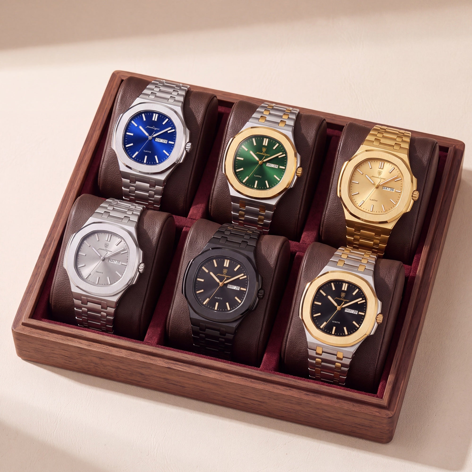 All six Aperture 40 finishes in a display case